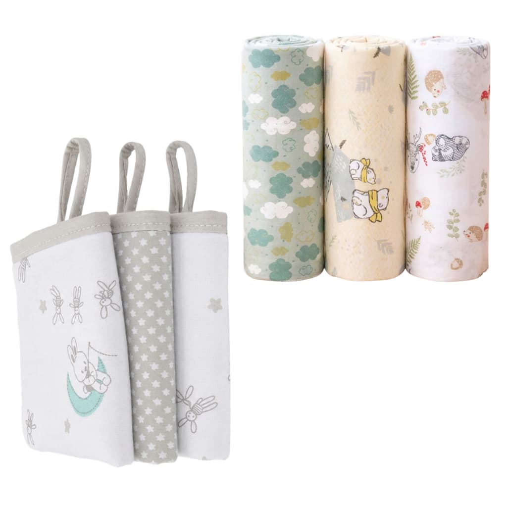 Kit Enxoval 6 Unidades Coisas de Bebê Cueiro e Paninho de Boca Acessórios Bebe Neném Recém Nascido