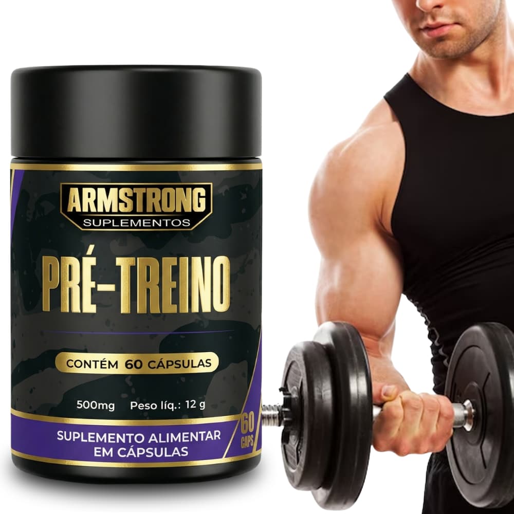Pré Treino Natural 60 Cápsulas Beterraba Gengibre Guaraná e Feno Grego Energia e Disposição Armstrong