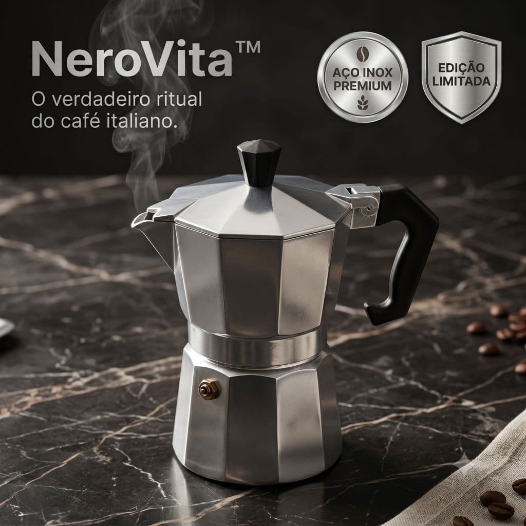 Cafeteira Italiana Inox 3 Xícaras Moka Café Expresso Gourmet Fogão a Gás Premium