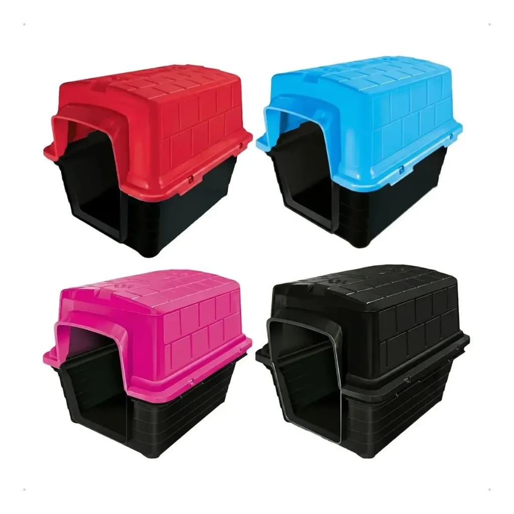 Casinha Cães Teddy Pet N4 Pequeno e Médio Porte Vermelho Azul Rosa Preto Desmontavel