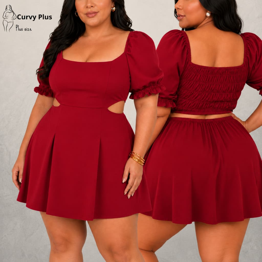 Vestido Plus Size Feminino Vestido Plus Size Festa Disfarça barriga Rodado Vestido Curto Plus Size vestido soltinho Plus