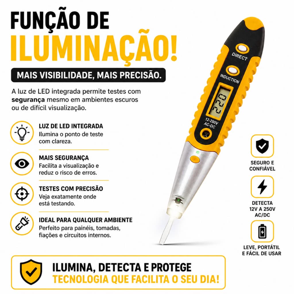 Chave Fenda Testador De Voltagem Digital De Tensão Energia