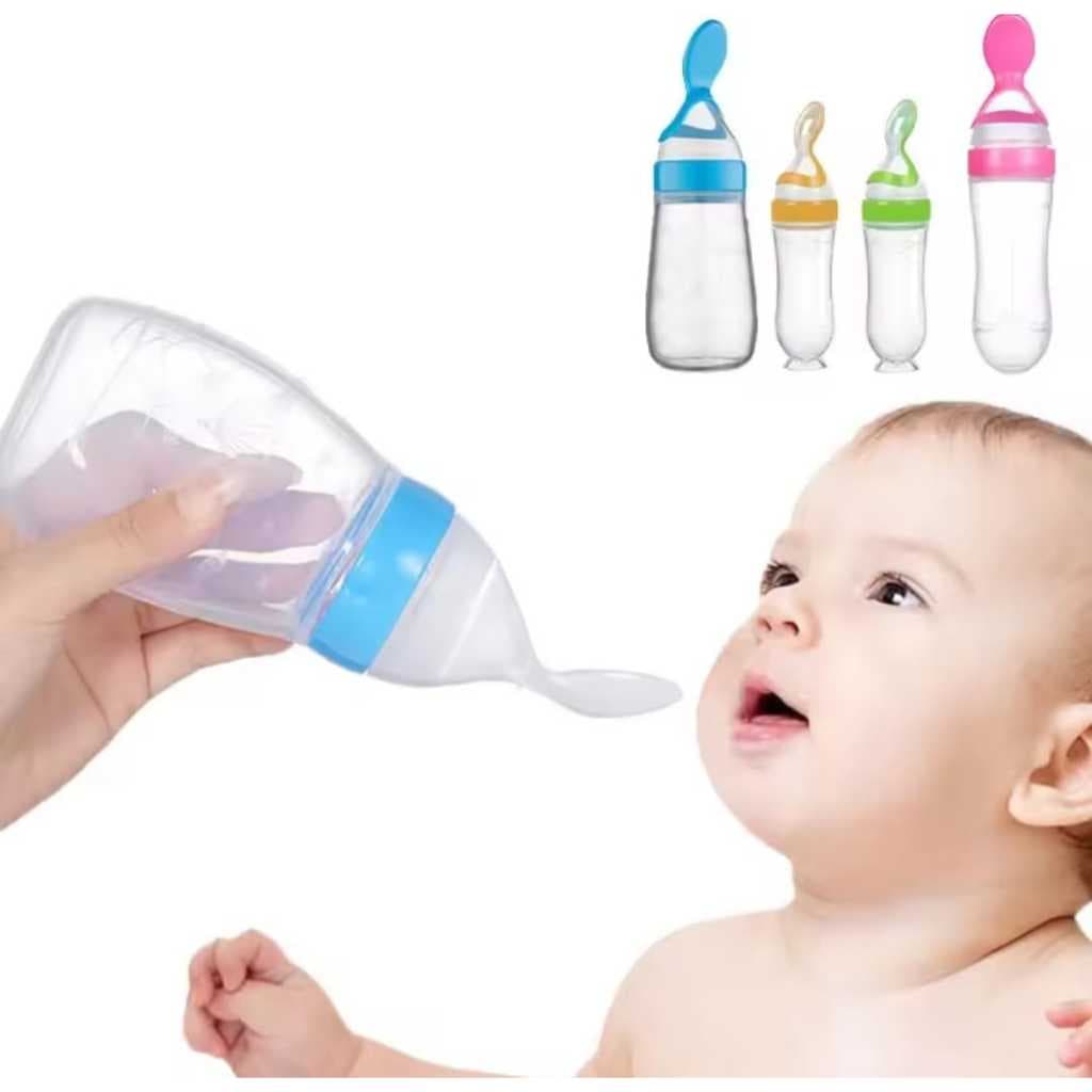 Colher Dosadora Para Bebês com Mamadeira De Silicone Mamadeira 2 em 1 Para Bebêsss