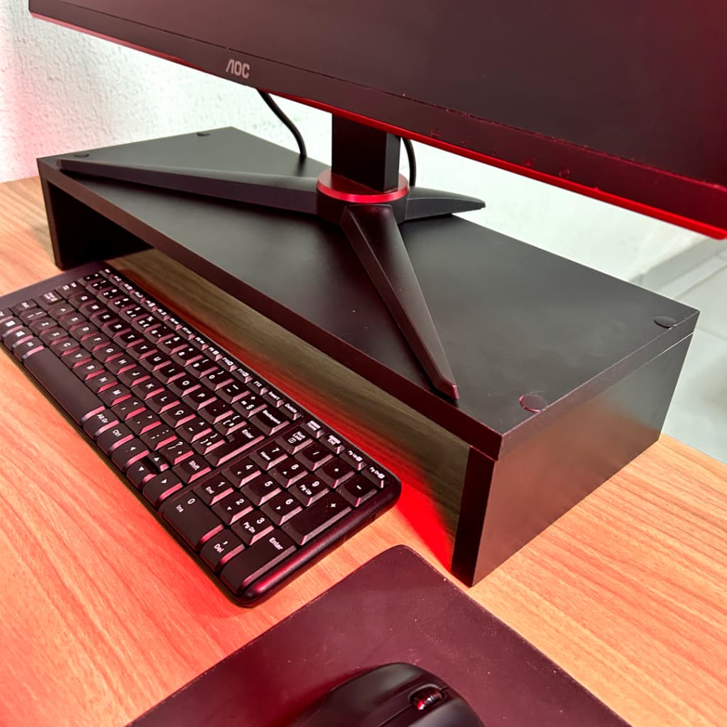 Suporte Monitor Gamer MDF 50x20 Mesa Setup Gamer Organizador