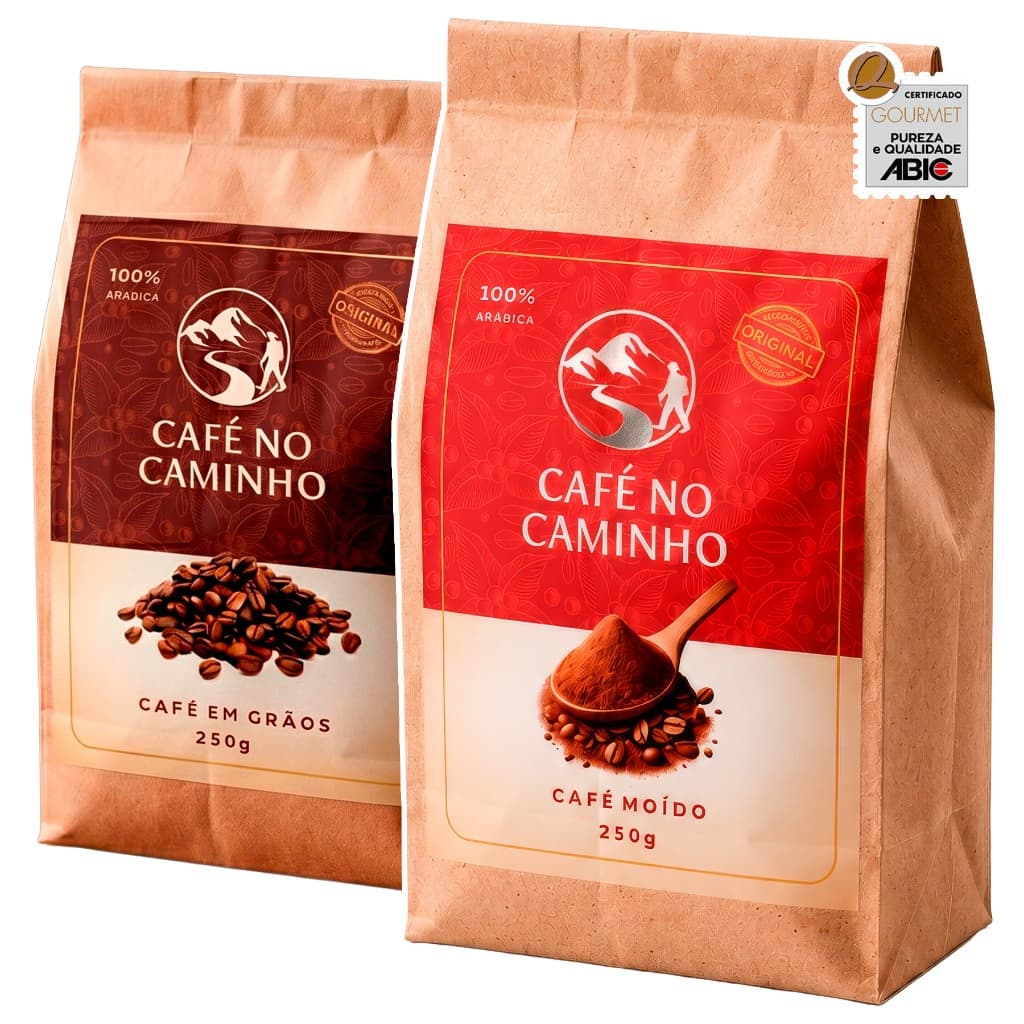 Kit Cafe Moido + Em Grãos 100% Arabica Torra Media Aroma Marcante Certificado ABIC
