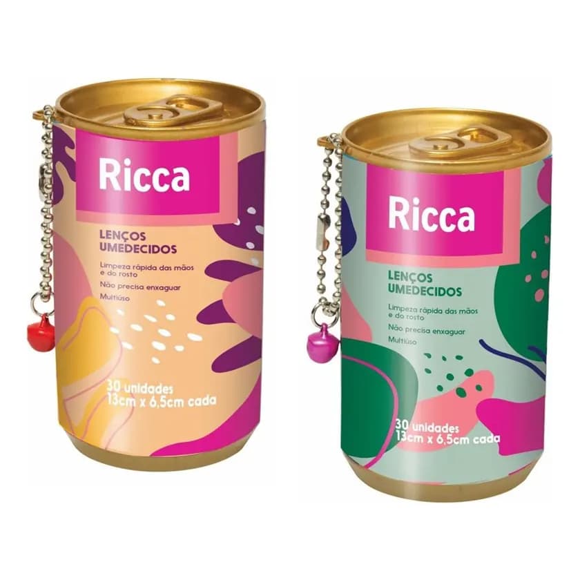 Kit 2 Lenços na Lata Umedecidos Multiuso e Antissépticos Ricca