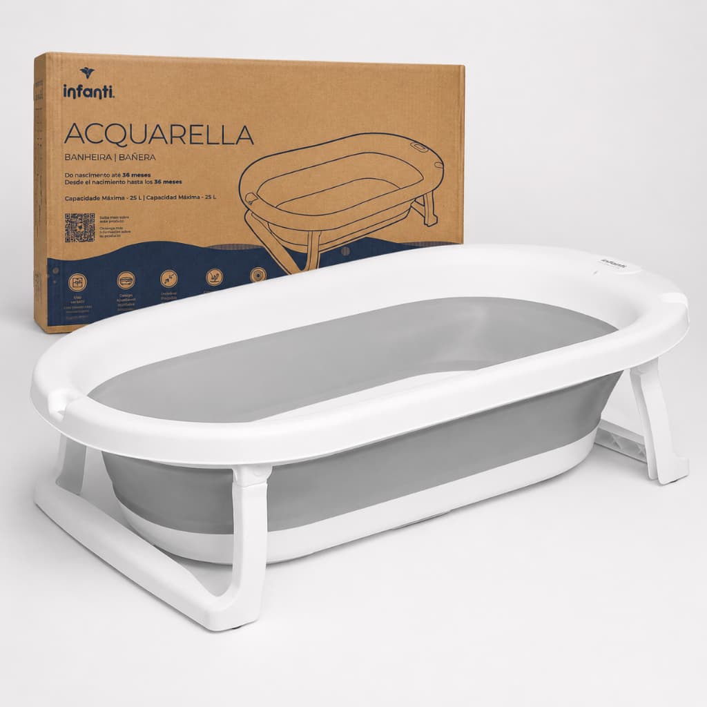 Banheira De Bebê Dobrável 25l Infantil Cinza