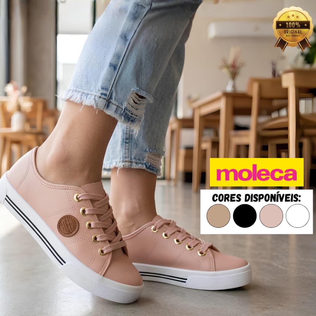 Tênis Feminino Casual Moleca Shoes Classic Napa Confortável Moderno Leve Estiloso Original