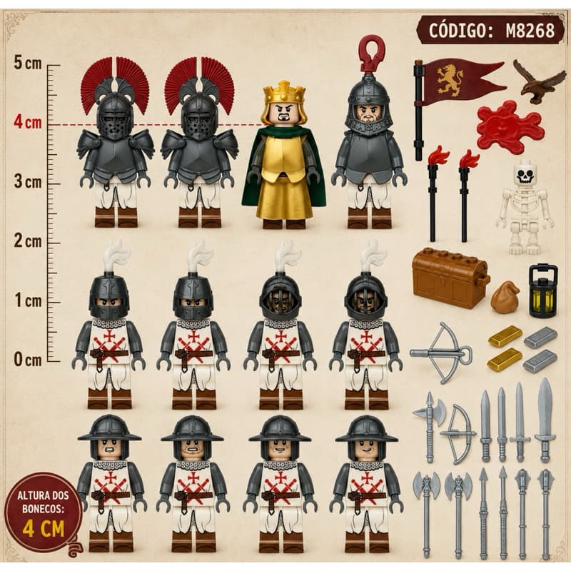 Cavaleiros medievais. blocos de montar lego.