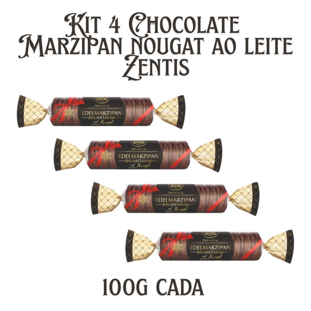 KIT 4 Chocolates Baguete Marzipan Nougat ao leite Zentis 100g