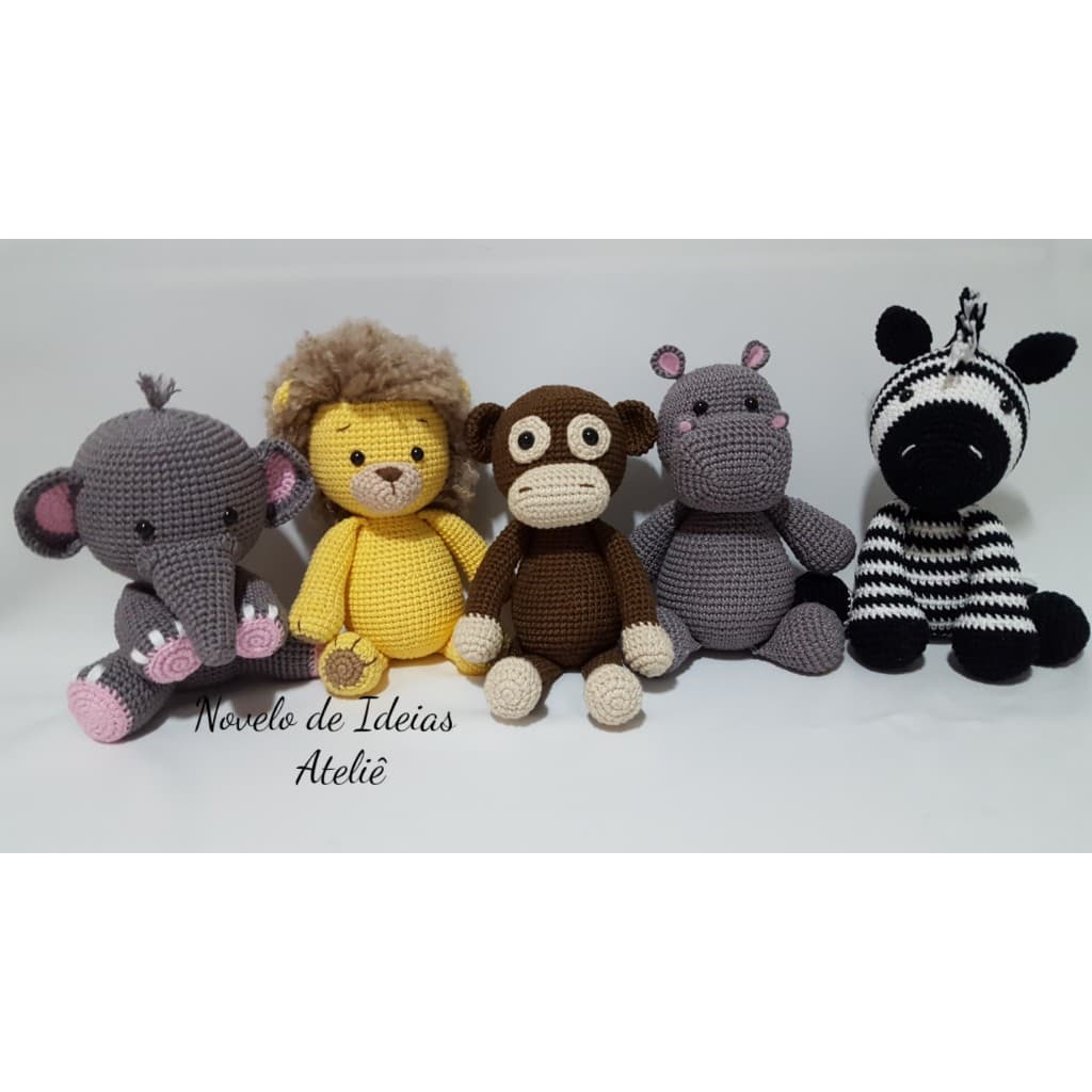 Kit safari amigurumi (kit 5 animais safari amigurumi- safari crochê)