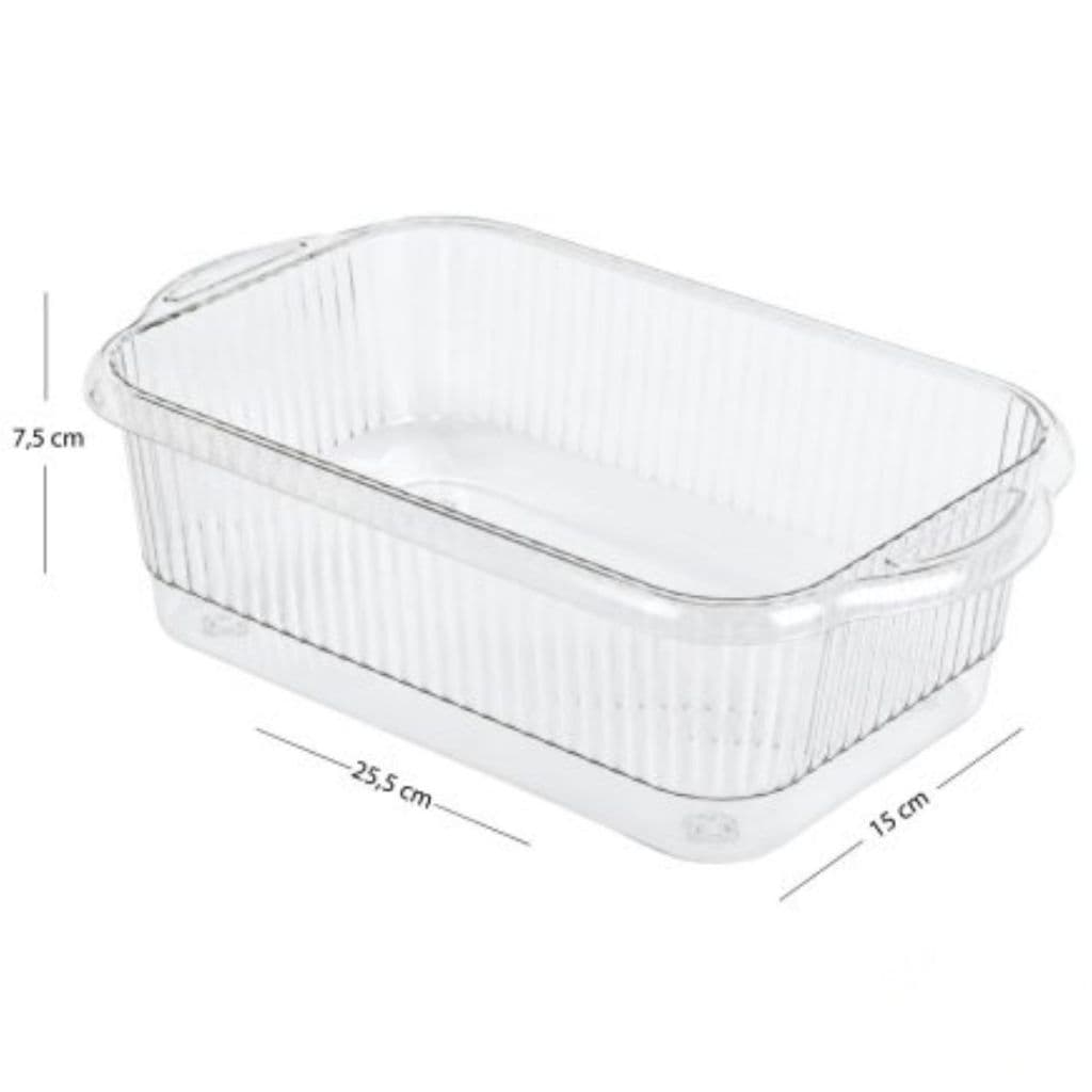 Organizador Multiuso Transparente 25,5x15x7,5cm Cesto Organizador para Geladeira Armário Banheiro Cozinha