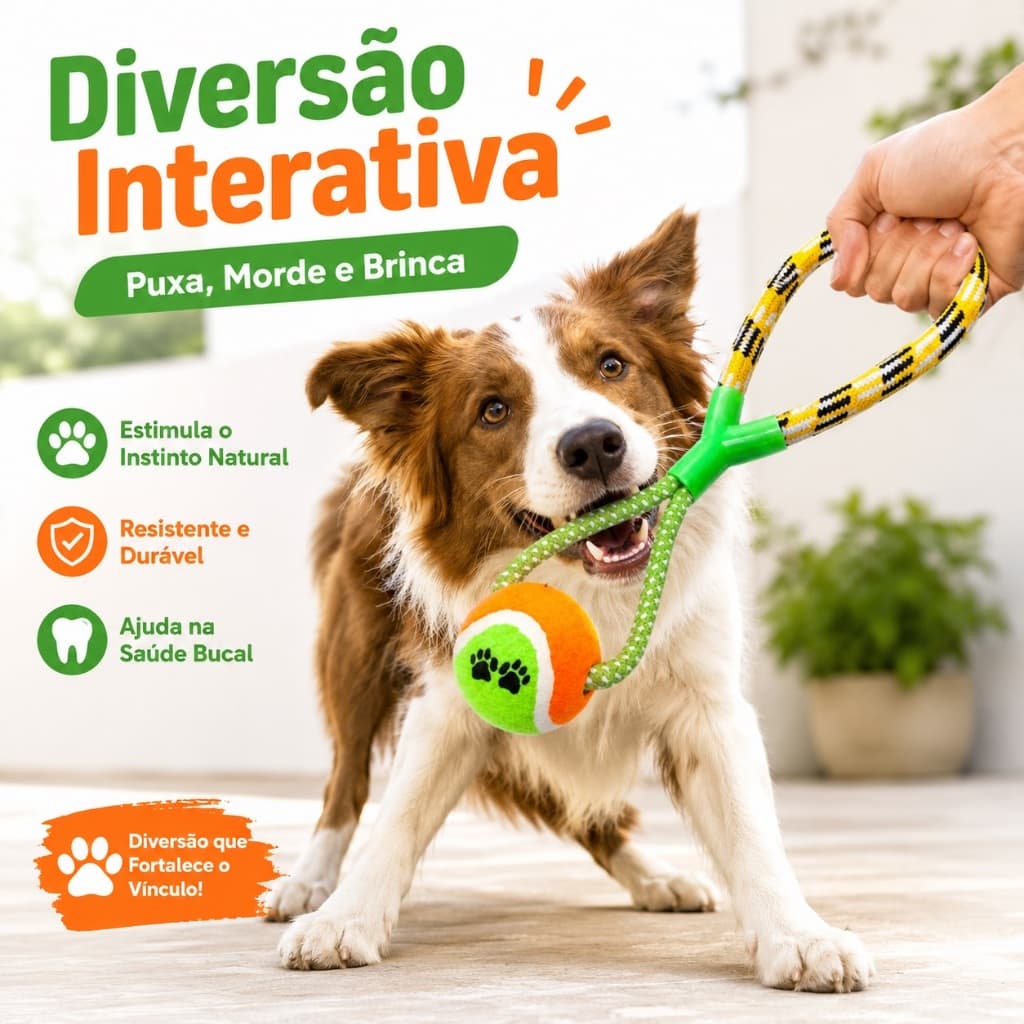 Brinquedo para Cachorro Mordedor para Cachorro Bola com Corda Brinquedo Interativo Puxador para Cachorro Pet