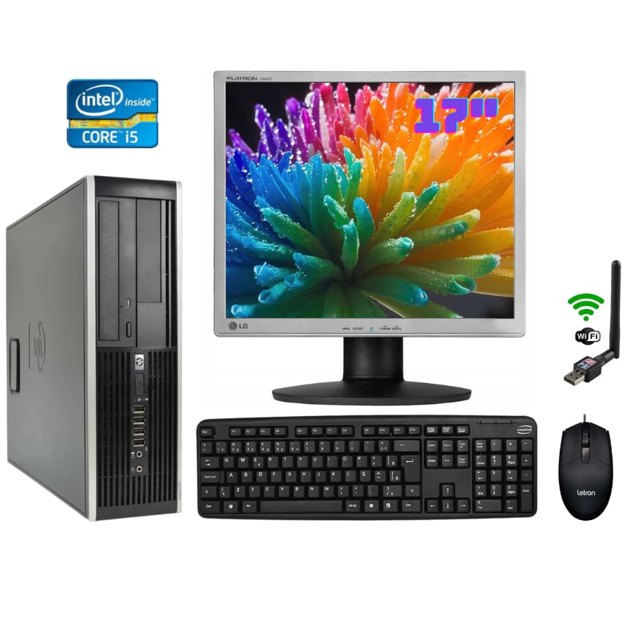Computador Completo HP Core i5 Intel 8gb Ram 250gb HD Tela 17 Teclado Mouse Wifi Trabalho Estudo
