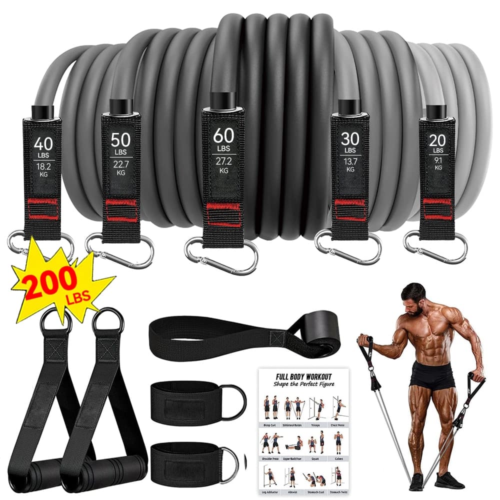 150/200/500LBS Kit Extensores Cordas Elásticos para Musculação Yoga Pilates Treino em Casa com Carga