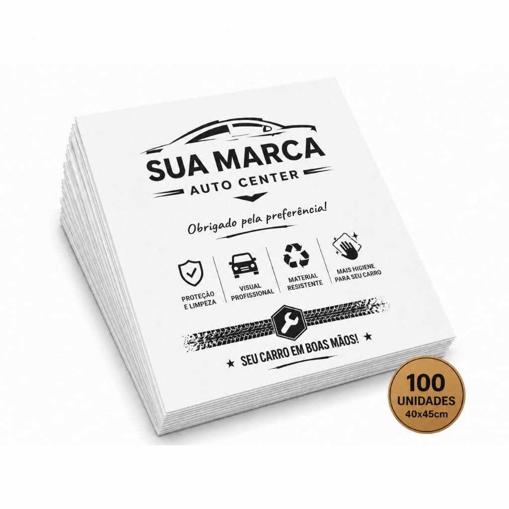 Tapete Papel para Carro Personalizado Carro 40x45cm 100 Unidades Oficina Lava Rápido Automotivo