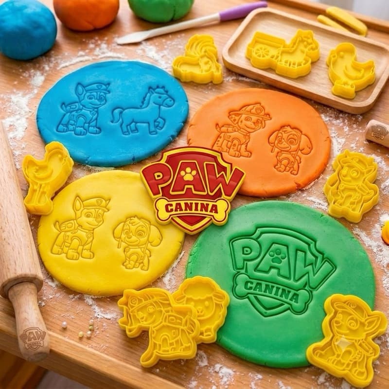 kit com 6 marcadores e 6 carimbos massinhas de modelar patrulha canina para modelar massinhas biscoitos