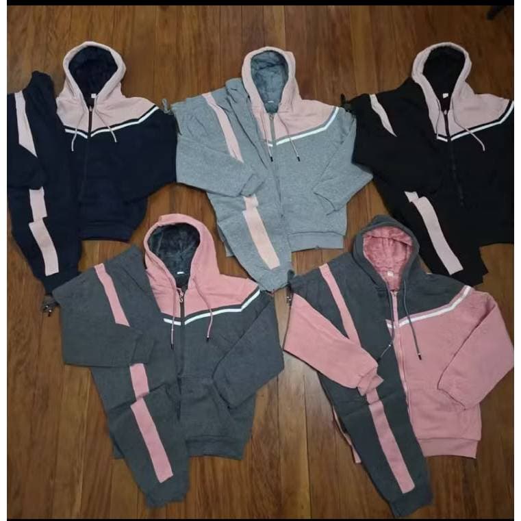 Conjunto moletom Feminino Peluciado Premium com Capuz