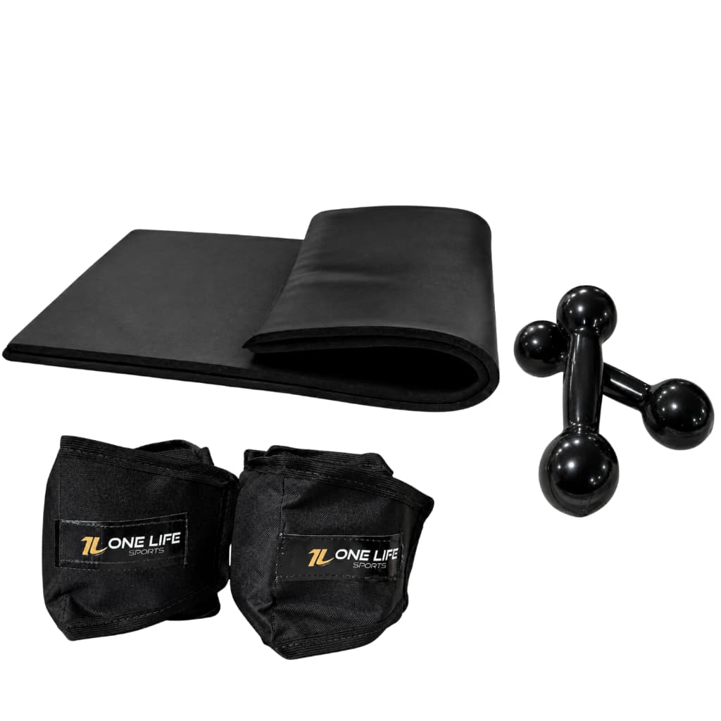 Kit Aeróbico em Casa Caneleira 1kg Halter 1kg Colchonete Treino Funcional Fortalecimento Físico