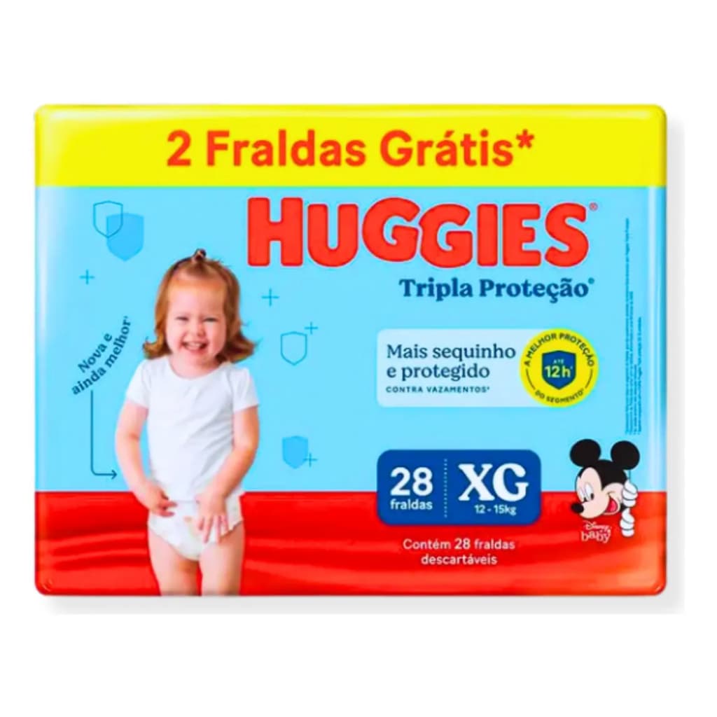 Fralda Descartável Huggies Tripla Proteção Xg, 28 Unidades Extra Grande (xg) - unissex