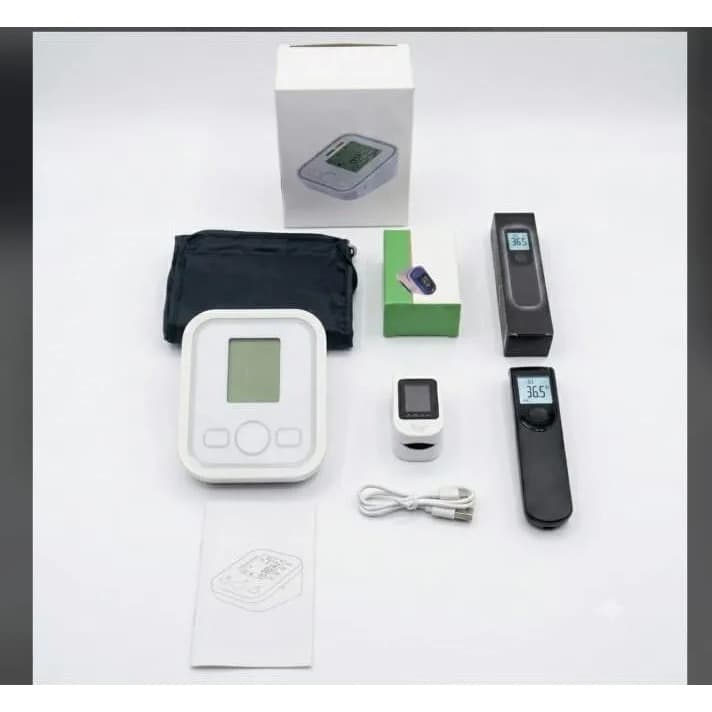 Kit Monitoramento de Saúde Doméstico: Medidor de Pressão, Oxímetro e Termômetro Digital