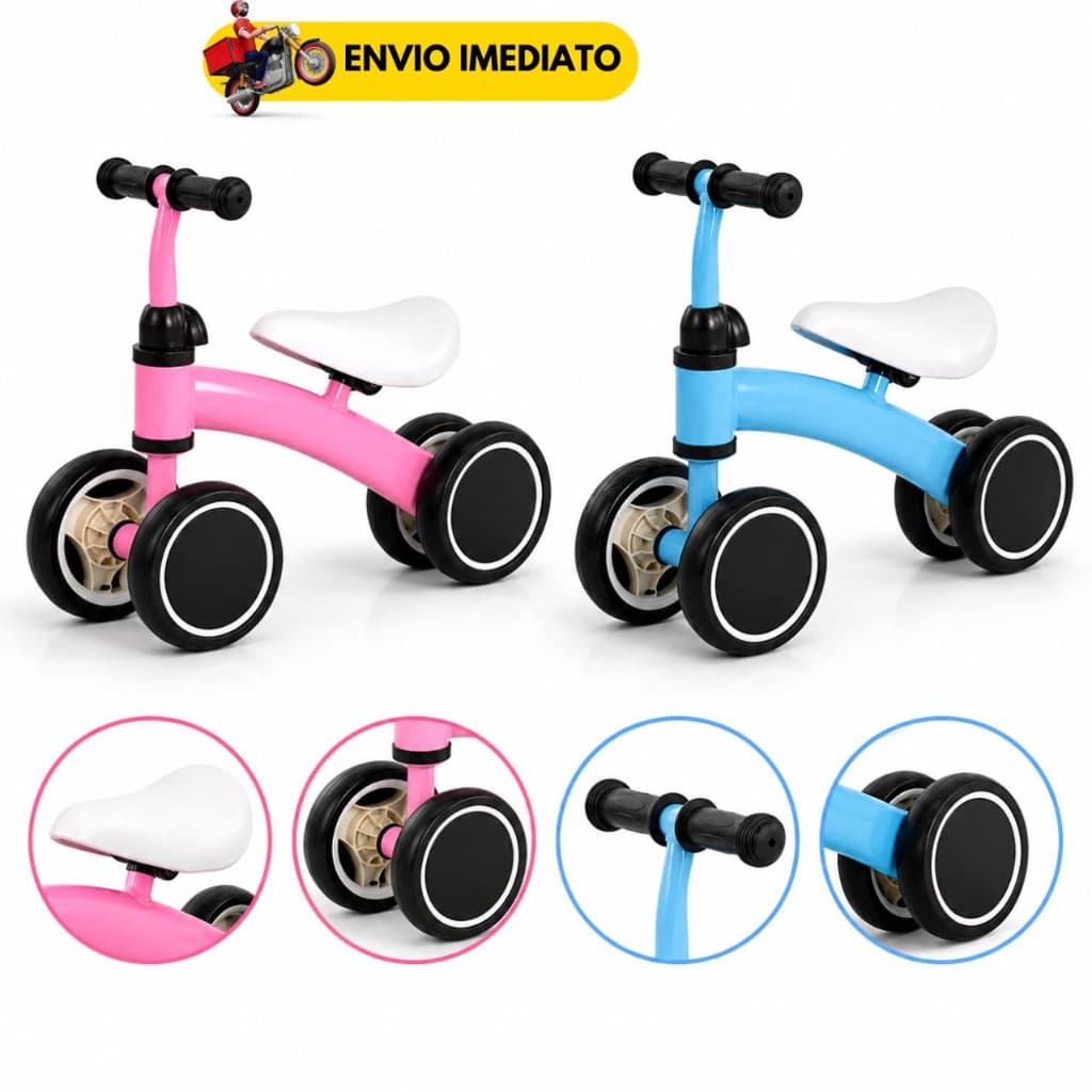 Bicicleta de Equilíbrio Infantil Sem Pedal Andador 4 Rodas Bebê Criança Bike Educativa Primeira Bicicleta Menino Menina
