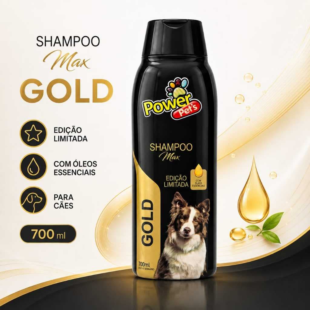 Shampoo Power Clean Gold Power Pets 700ml para Cães – Limpeza Profunda, Pelagem Macia e Brilhante | Uso Profissional