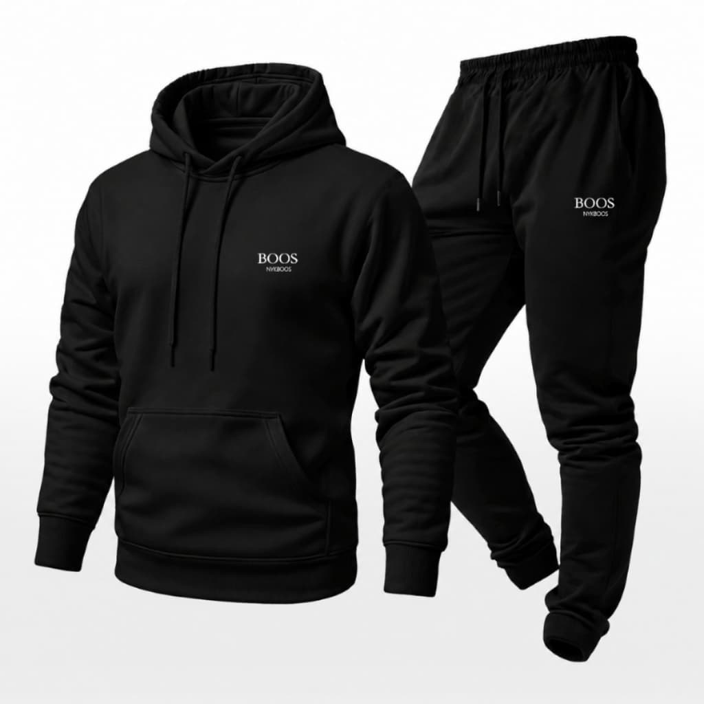 Conjunto Moletom Inverno Masculino Plus Size Com Capuz Básico