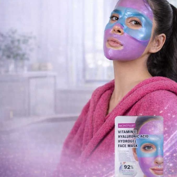 Máscara Skincare Coreana Vitamina E + Ácido Hialurônico Hidratante Anti-Idade