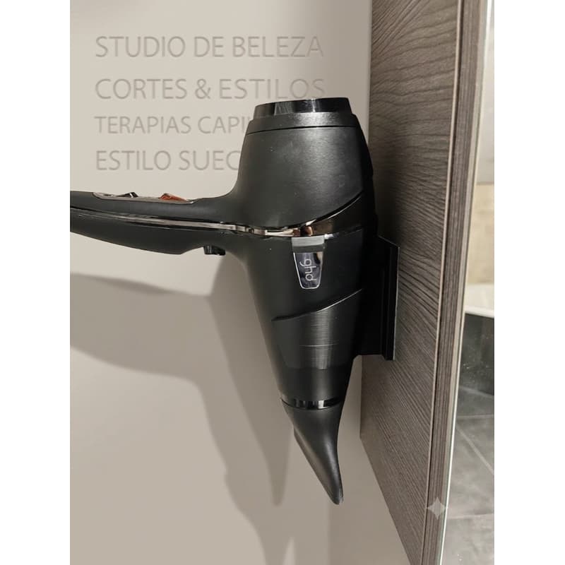 Suporte Para Secador De Cabelo Profissional Fixação Dupla Fita 3M Ou Parafuso Oculto Resistente