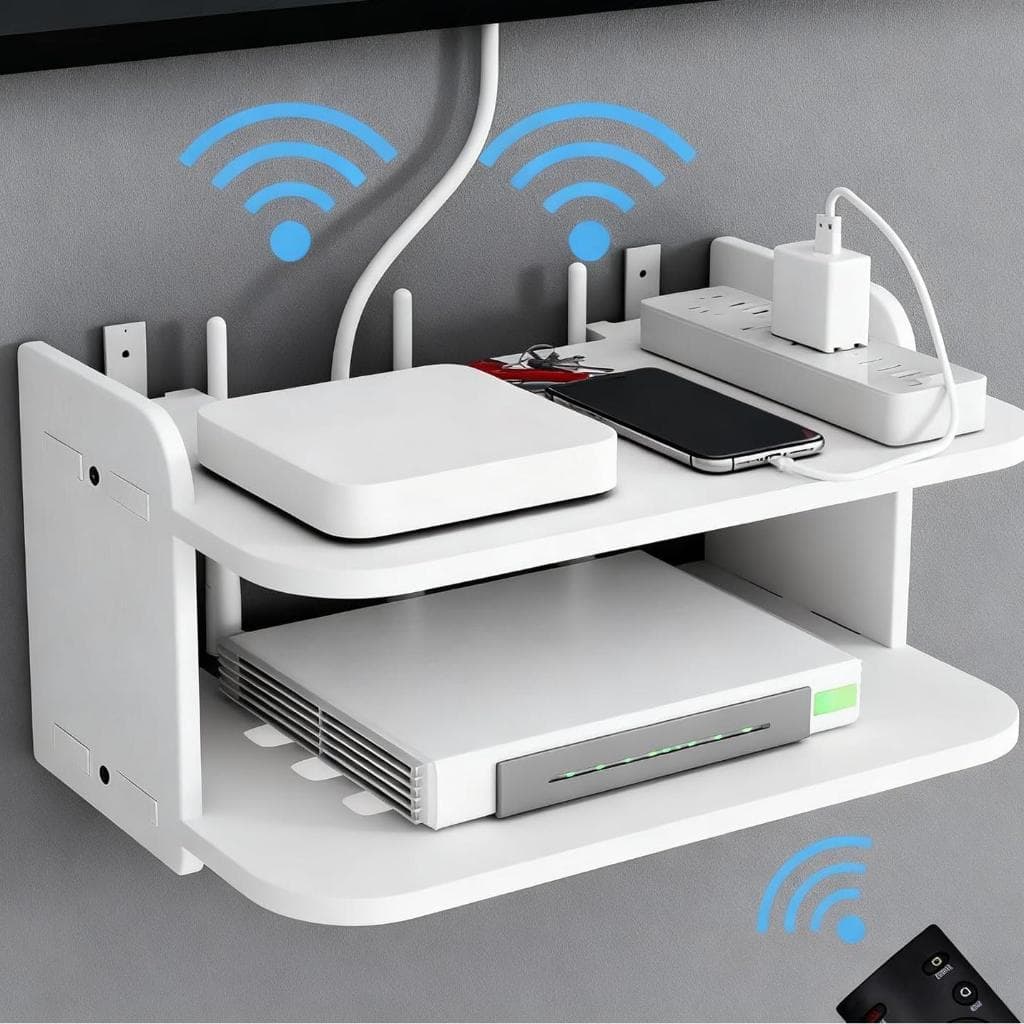 Prateleira para Roteador Suporte Invisível na Parede 【MDF Durável】Acomoda TV/Modem/Video Game!