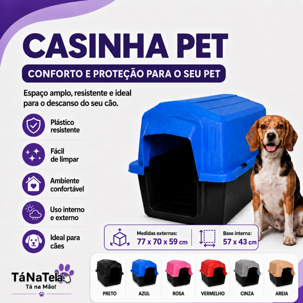 Casinha Cachorro N5 2 em 1 Caminha Pet Porte Médio Grande Proteção UV Até 22kg