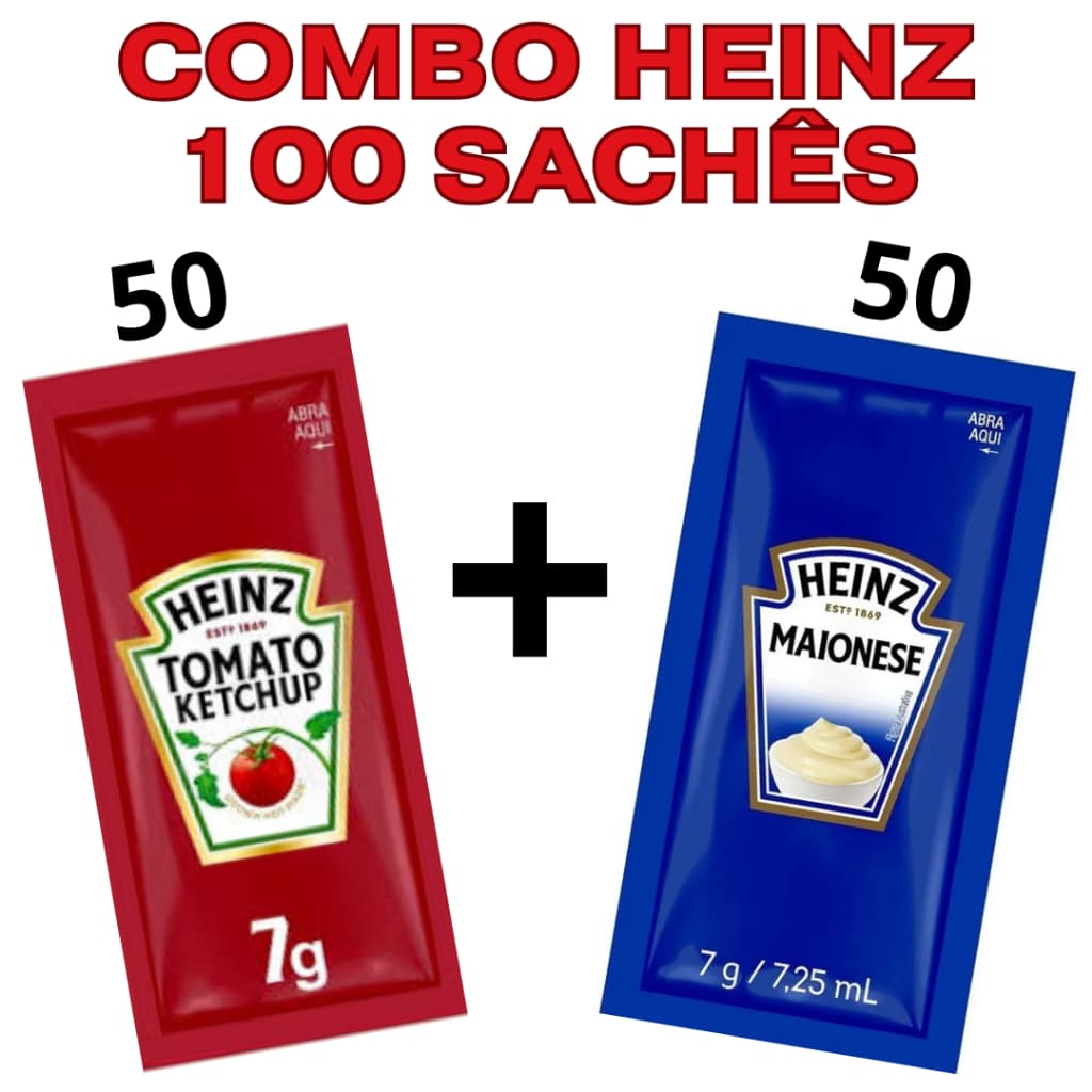 Combo de Maionese e Ketchup Heinz 100 Sachês