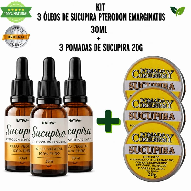Kit Sucupira – Óleo De Sucupira Pterodon 30ml + Pomada Curedermy 20g | Produto Natural | Envio Rápido