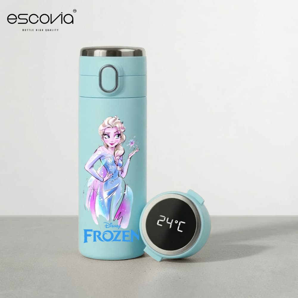 Garrafa Térmica Disney Frozen Elsa Aço Inoxidavel Parede Dupla 420ml com Termômetro Digital