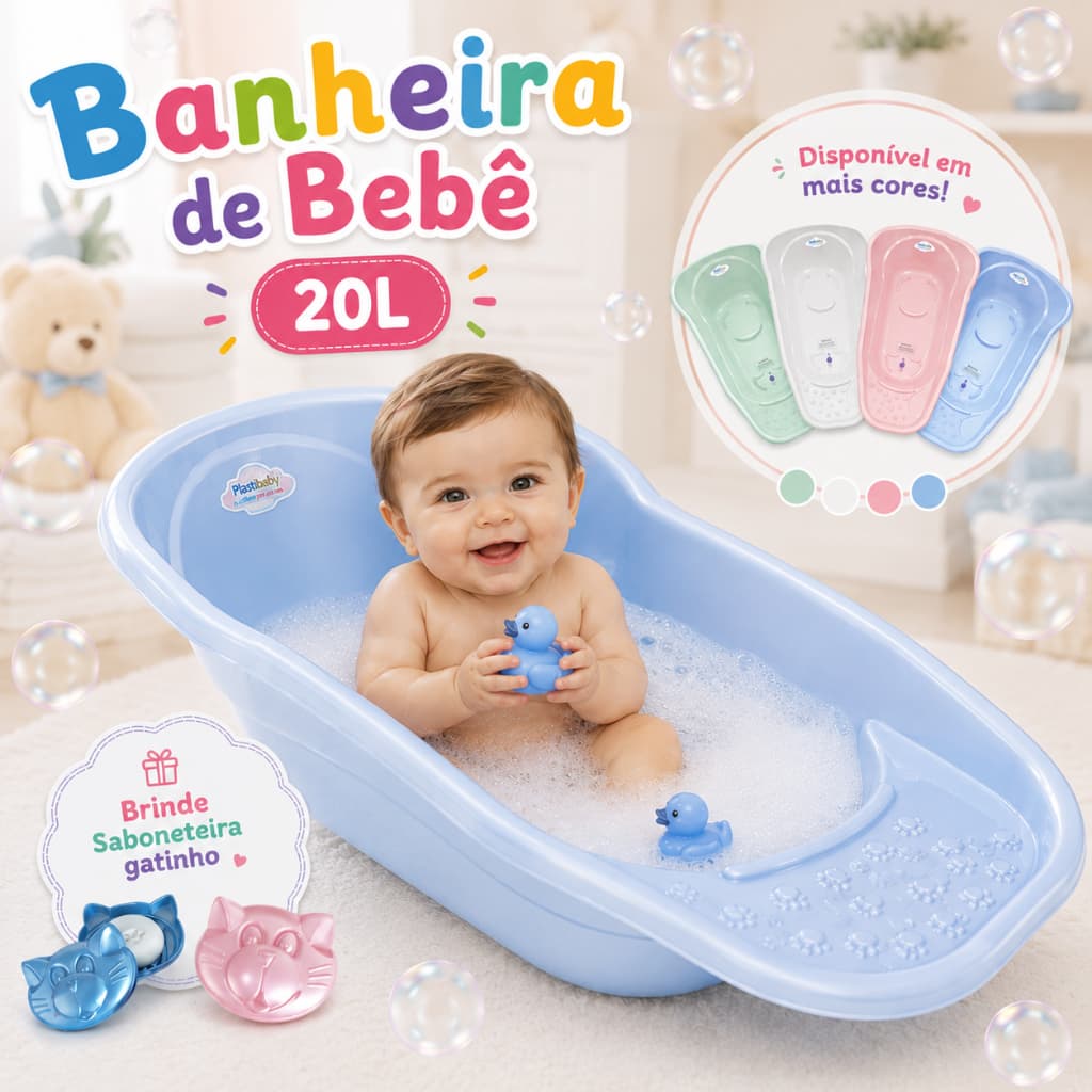 Banheira de bebe Infantil Resistente espaçosa Menina Menino Design Anatômico