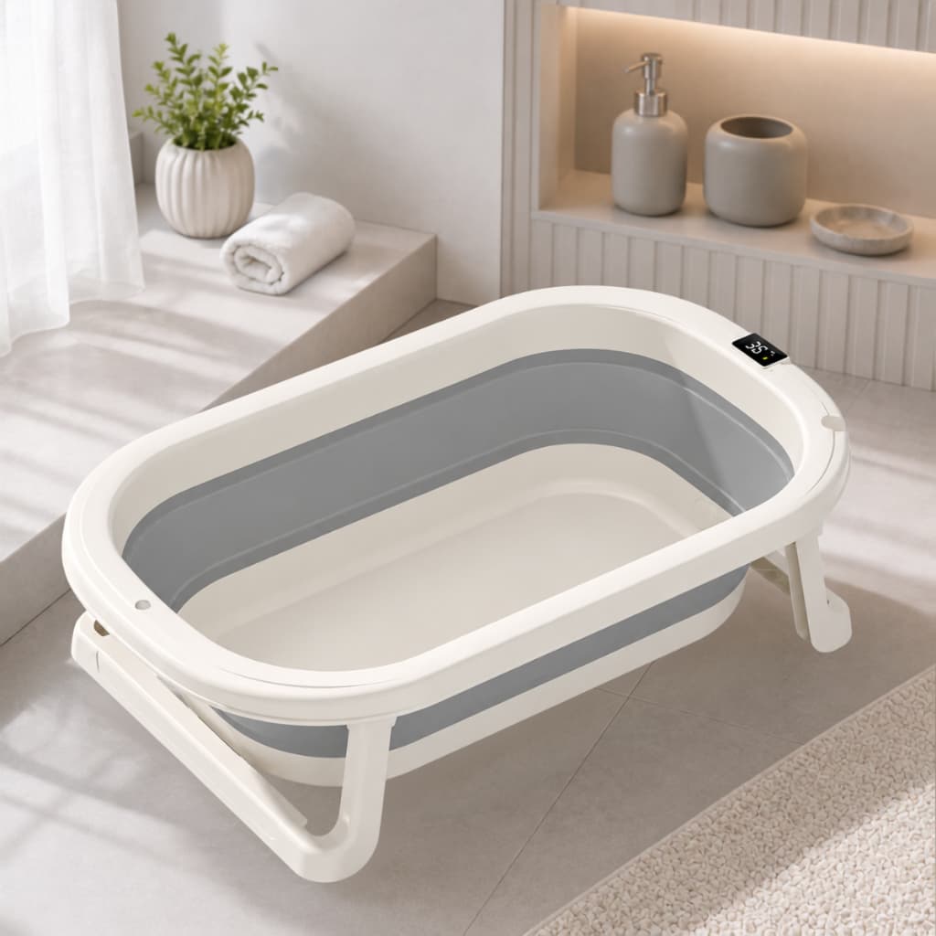 Banheira Infantil Dobrável Antiderrapante Banheira Inteligente Para Bebê Com Sensor Temperatura 30L
