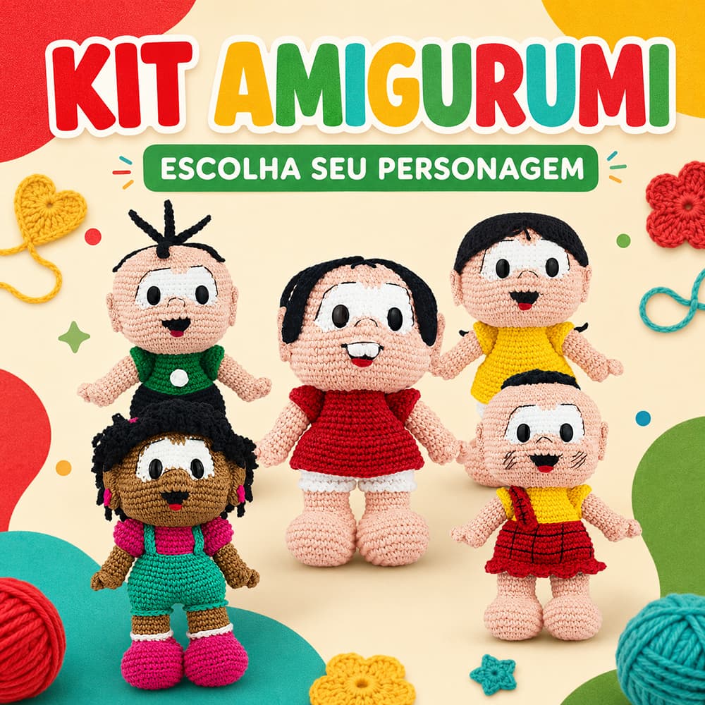 Kit Amigurumi Turma da Mônica Completo para Crochê – Escolha o Personagem