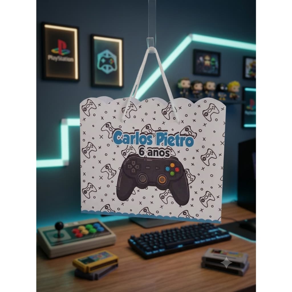 Sacolinhas Personalizadas Festa Gamer, Video Game