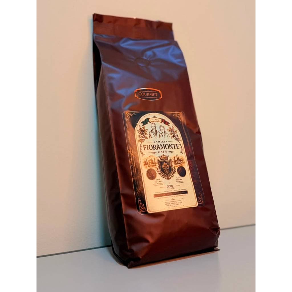 CAFE EM GRÃOS FAMILIA FIORAMONTE GOURMET 1KG TORRA MEDIA FEITO EM MUZAMBINHO MG