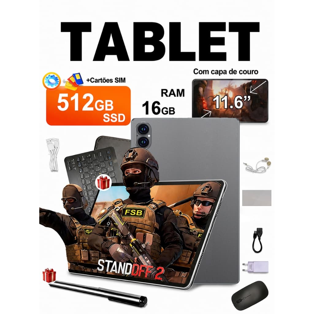Tablet XPad 20 - 12" inch 16GB+512GB Android 15 88000mAh Ideal for Studies and Games Combo with Keyboard and Mouse 5G