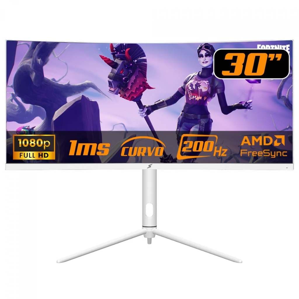 Monitor Gamer SuperFrame Elegance Series, Branco, 30 pol, Curvo, UWFHD, VA, 1ms, 200Hz, SFEF-3015