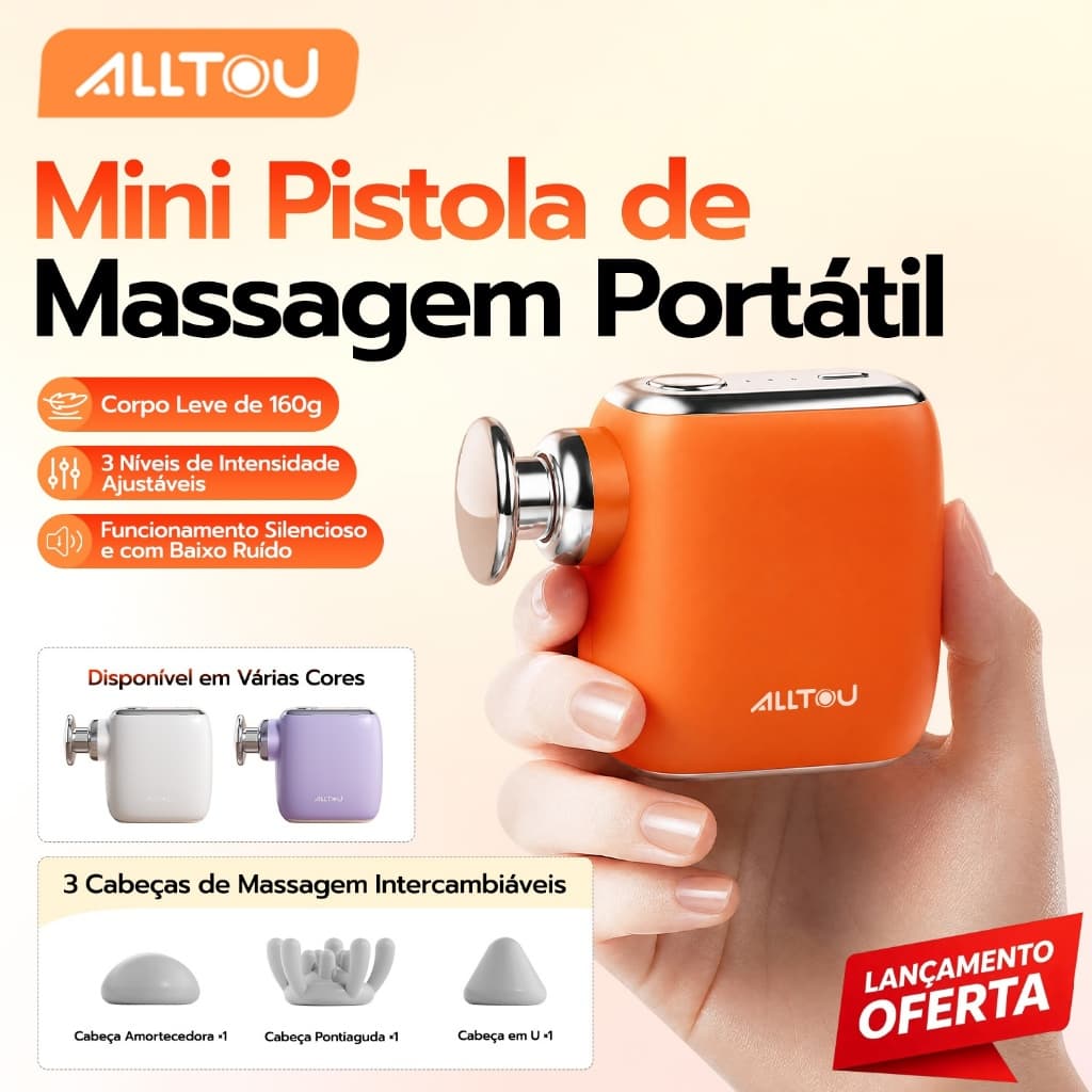 ALLTOU Mini Massageador Muscular Portátil - Massageador de Bolso Elétrico - Alívio Dor Corpo Todo - Relaxamento Profundo