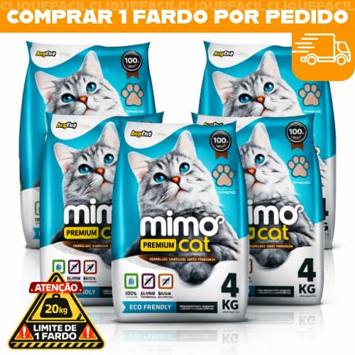 Kit 1 a 5 Pacotes de Areia Sanitária Antiodor Tira Cheiro MimoCat Premium Tradicional 100% Natural