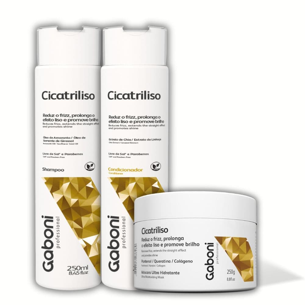 Kit Cicatriliso Antifrizz/Efeito Liso Shampoo + Condicionador + Máscara Ultra-hidratante