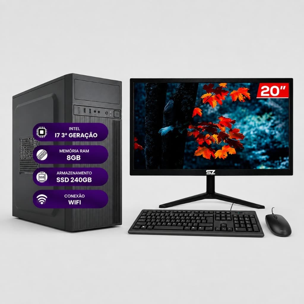 Pc Computador Completo Intel I7 3ª Geração 8gb Ssd 240gb