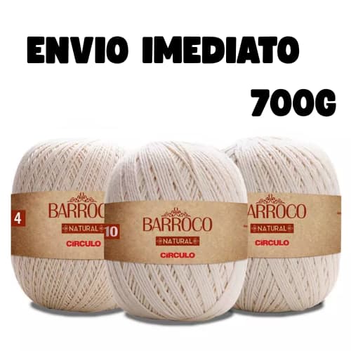 Barbante Barroco Natural 100% Algodão - 700g - 4,6,8 e 10 - barbante premium para fazer crochê