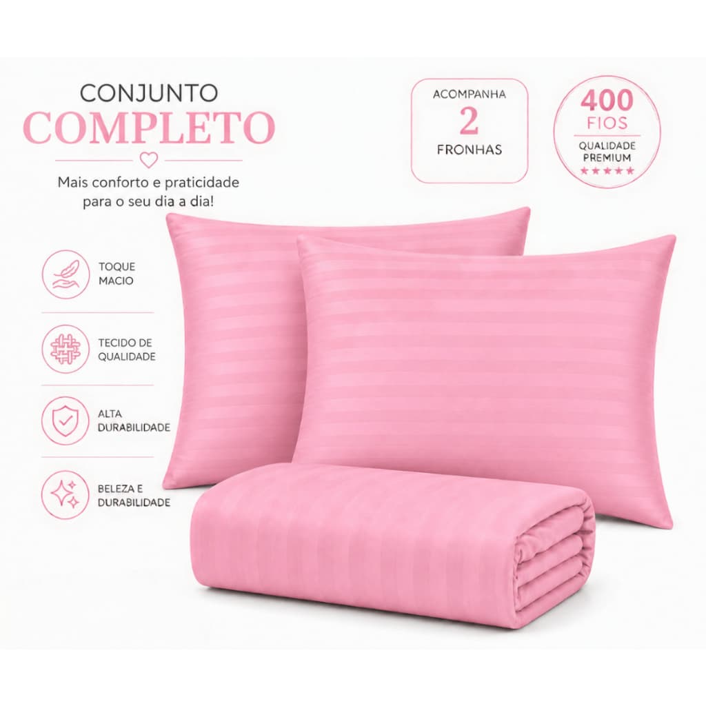 Jogo de Lençol 400 Fios com Fronha Solteiro Casal Queen Roupa de Cama 02 e 03 Peças Envio Imediato!!