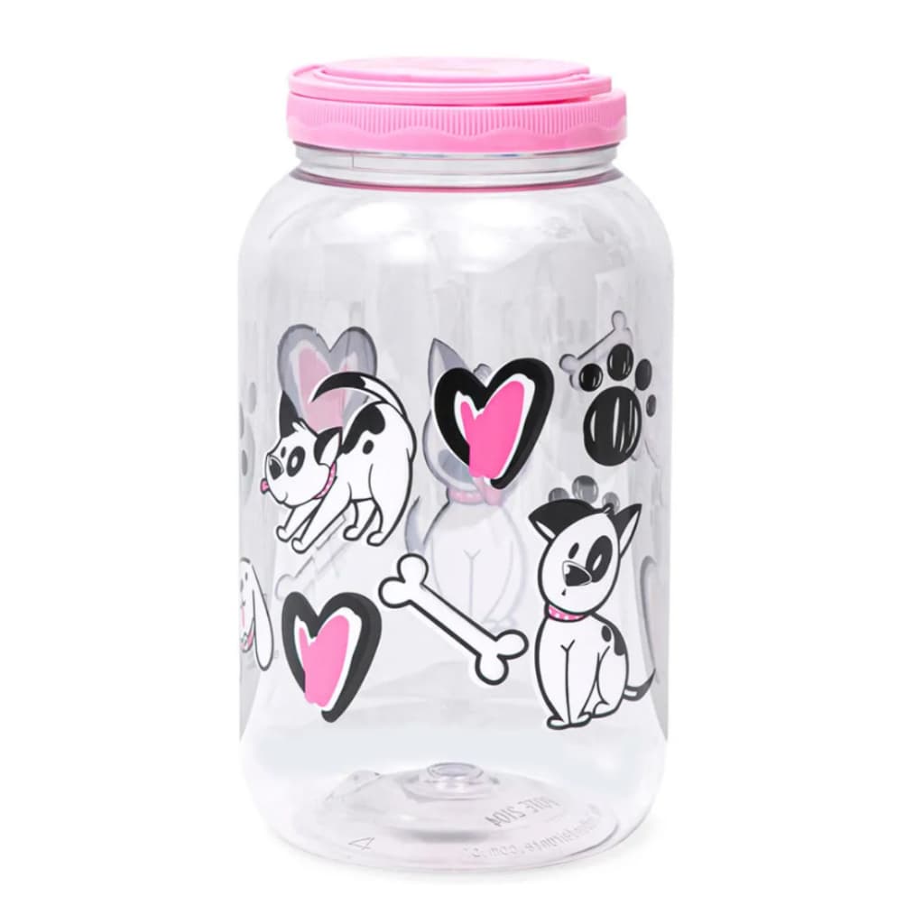 Pote Ração Armazenador 3,6L Rosa Fêmea Porta Guarda Ração Com Alça Gato Cachorro Contêiner Dispenser Pet Com Tampa