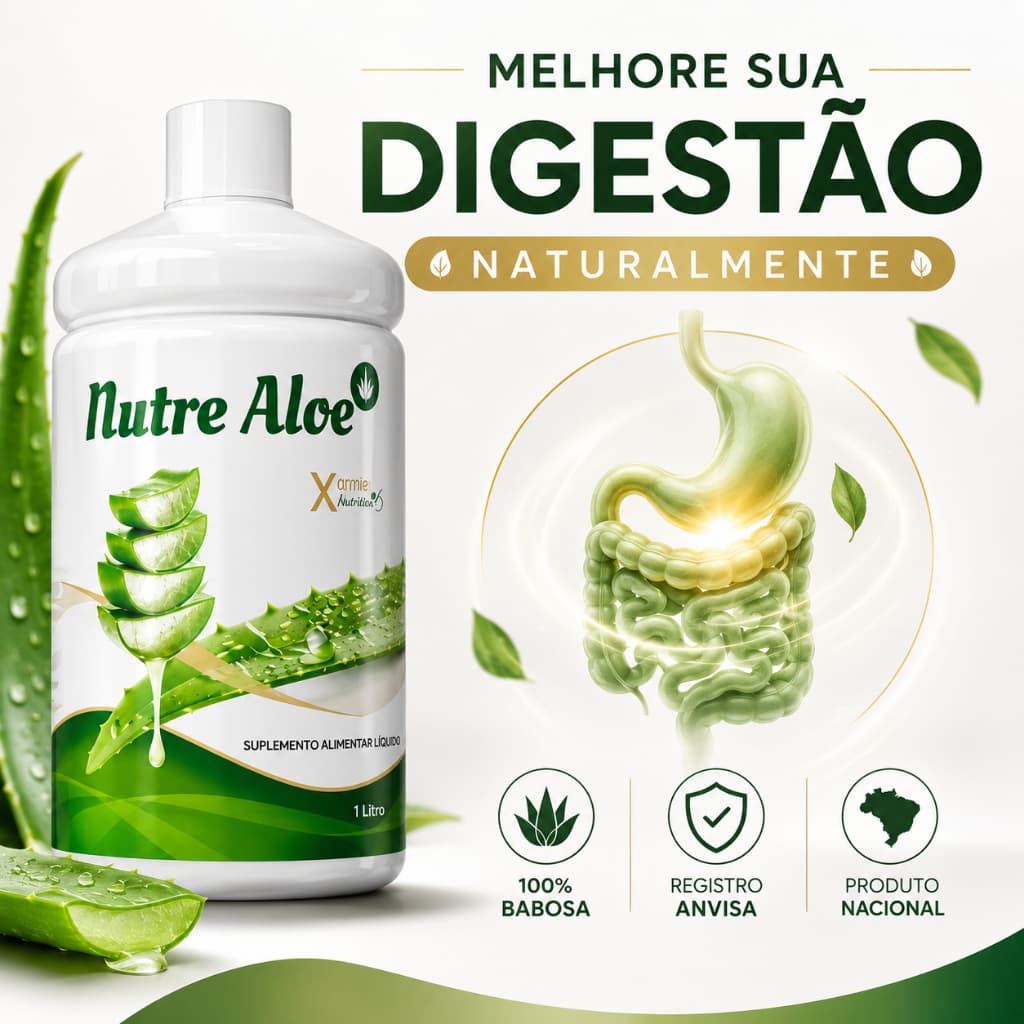 Aloe Vera Pura Babosa Para Consumo 1L Auxilia na Digestão Nutre Aloe com Vitamina C